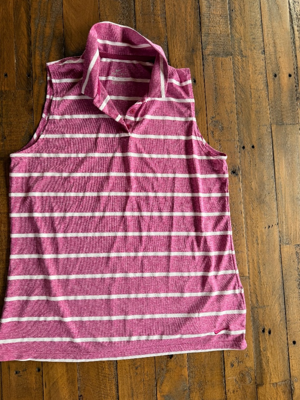 Nike Golf Dri-FIT Sleeveless Polo Pink White Stripe Size M Womens